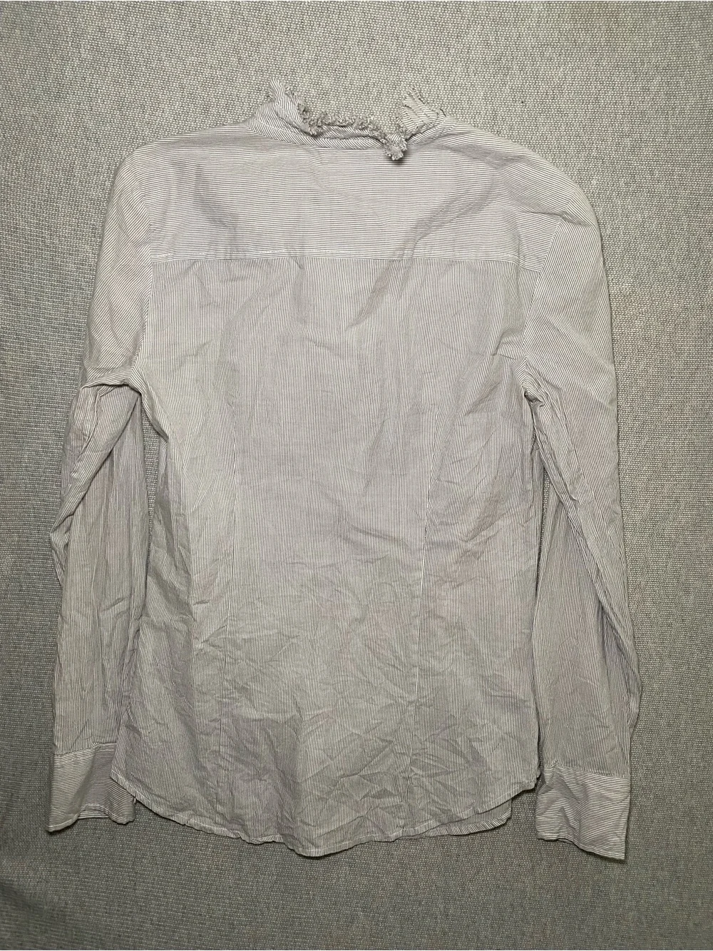 J Crew Pinstripe Cotton Ruffle Front Tuxedo Blouse Button Down Shirt Size 0